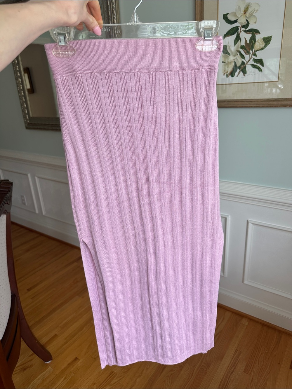 Abercrombie & Fitch Ribbed Slit Midi Skirt - Light Pink